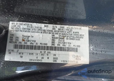 2016 Ford Focus Se из США, поврежденный, VIN 1FADP3F27GL395252